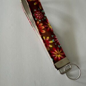 Floral Wristlet Lanyard Flower Power boho Keychain Wrist Fob Strap Keyring